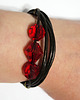 bransoletki skórzane Bransoletka - Czerwone koraliki - skórzana, brązowa 3