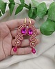 kolczyki soutache Długie kolczyki soutache na wesele, kolczyki fuksja złoto 1