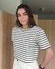 t-shirt damskie T-Shirt Move crop paski poduchy cream & black 2