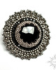 broszki Fleur d'argent, broszka z onyksem, beading, haft 2