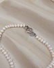 bransoletki z kamieni naturalnych Choker z dużych naturalnych Pereł - Srebrne Wykończenie 2