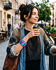 bransoletki drewniane Ręcznie malowana drewniana bransoletka w geometryczne wzory - 7265 5