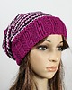 czapki damskie Czapka beanie hipster krasnal amarantowa w paseczki 1