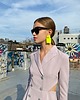 kolczyki - inne Kolczyki RAW, duże żółty neon skóra naturalna 2