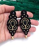 kolczyki soutache Kolczyki sutasz czarne ze złotem "Olia" wieczorowe długie z kryształkami 1