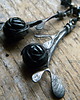 kolczyki wire wrapping czarne onyksy - sztyfty - gałązki 1