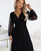 sukienki maxi damskie 684-4 NERISSA elegancka tiulowa sukienka maxi z kopertowym dekoltem - czarna 7