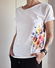 t-shirt damskie Kwiaty na boku Biały Oversize 1