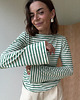 bluzki z długim rękawem damskie Longsleeve Sense green stripes bawełna 2