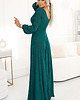 sukienki maxi damskie 572-4 NELA połyskująca długa suknia z dekoltem - zielona 2