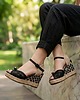 sandały i klapki damskie Czarne espadryle Boho na koturnie z Perłą - Wysokość 10 cm 1