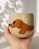 kubki Ceramiczny kubek handmade z jamnikiem i napisem 5