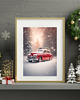 fotografia PLAKAT świąteczny, zimowa dekoracja, vintage auto 4