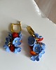 kolczyki z masy plastycznej Kolczyki z truskawkami i niezapominajkami. Handmade 5