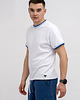 t-shirty męskie T-shirt męski  biały   ze ściągaczem niebiesko/granatowym 2
