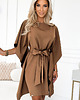 sukienki midi damskie 287-39 SOFIA Sukienka motyl z wiązaniem w pasie - cappuccino 2