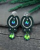 kolczyki soutache Kolczyki sutasz zielone sztyfty wieczorowe z kryształkami Velo 2