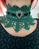 chokery Zielony butelkowy koronkowy choker/kolia Wiktoriańska 1