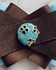 broszki Czekoladowo -błękitna Brosza z kółeczkiem New 6