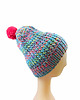 czapki damskie 6914 Wielokolorowa Czapka Zimowa z Neonowym Pomponem 5