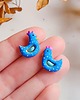 kolczyki z masy plastycznej Kolczyki sztyfty kurki ptaszki, kolorowe niebieskie, rustykalne, wiejskie 1