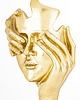 figurki i rzeźby Dekoracja złota maska w kobiecych rękach 30,5x16x10 TRISTEZZA 3