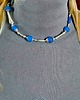 korale Vintage style uroczy naszyjnik z matowego błękitnego szkła Prezent handmade 2