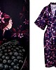 szlafroki damskie KIMONO długie granatowe, kwiatowy wzór SŁOWIKI 100% wiskoza 1