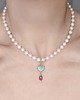 złote naszyjniki Perły na jedwabnym sznurze z różowym szafirem 2
