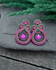 kolczyki soutache Kolczyki sutasz sztyfty małe różowo zielone z kryształkami Gracia 1