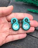 kolczyki soutache Kolczyki sutasz sztyfty turkusowo zielone nieregularne Ella 1