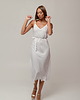 sukienki midi damskie Długa sukienka w stylu bieliźnianym (slip dress), CREAMY-WHITE 1