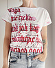 t-shirt damskie Kaligrafia czerwona fullprint Biały Oversize 2