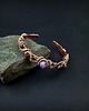 bransoletki wire wrapping Miedziana bransoleta mankietowa z ametystem i granatem - Zamówienie specjalne 1