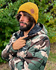 czapki damskie Męska bawełniana czapka beanie logo ekoskórka Miodowa musztarda 5