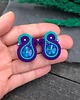 kolczyki soutache Kolczyki sutasz sztyfty morsko fioletowe nieregularne Ella 1