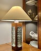 lampy stołowe Skandynawska lampa stołowa teak & szkło strukturalne lata 60/70 54 cm 1