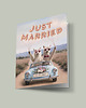kartki okolicznościowe - wydruki Kartka Ślubna "Just Married" Personalizowana, Zabawne Alpaki w Samochodzie 2