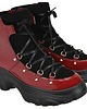 botki damskie Botki skórzane - suwak i sznurówki -   czerwono czarne  (6214) 2