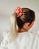 gumki do włosów Gumka jedwabna, scrunchie, frotka kwiatowa mgła jasnym łososiem MAXI 2