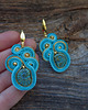 kolczyki soutache Turkus i złoto- kolczyki sutasz z chwostami 6