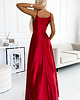 sukienki maxi damskie 299-14 CHIARA elegancka maxi satynowa suknia na ramiączkach - czerwona 1