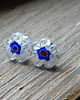 kolczyki wire wrapping Niebieski środek - kwiatki    - sztyfty 2