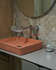 umywalki Betonowa umywalka prostokątna ryflowana 50cm w kolorze brzoskwiniowym 1