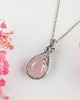wisiory Naszyjnik Kwarc Różowy stal chirurgiczna wisiorek handmade wirewrapping 3