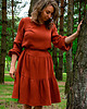 sukienki midi damskie Luźna sukienka BOHO z muślinu RUDA 2