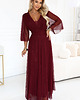 sukienki maxi damskie 654-6 Długa połyskująca sukienka plus size z dekoltem - bordowa 4