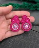 kolczyki soutache Kolczyki sutasz sztyfty małe różowe fuksjowe z kryształkami Gracia 1