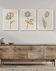 plakaty Zestaw 3 stylowych plakatów w stylu Boho, kwiaty, rośliny, liście, line art. 3