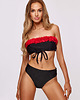 stroje kąpielowe i kostiumy kąpielowe damskie LAURA FLOWER Black Bikini Z Kwiatami Komplet 4